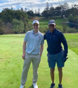 Max Manion with NFL cornerback Ronnie Lott at the 100 Hole Hike